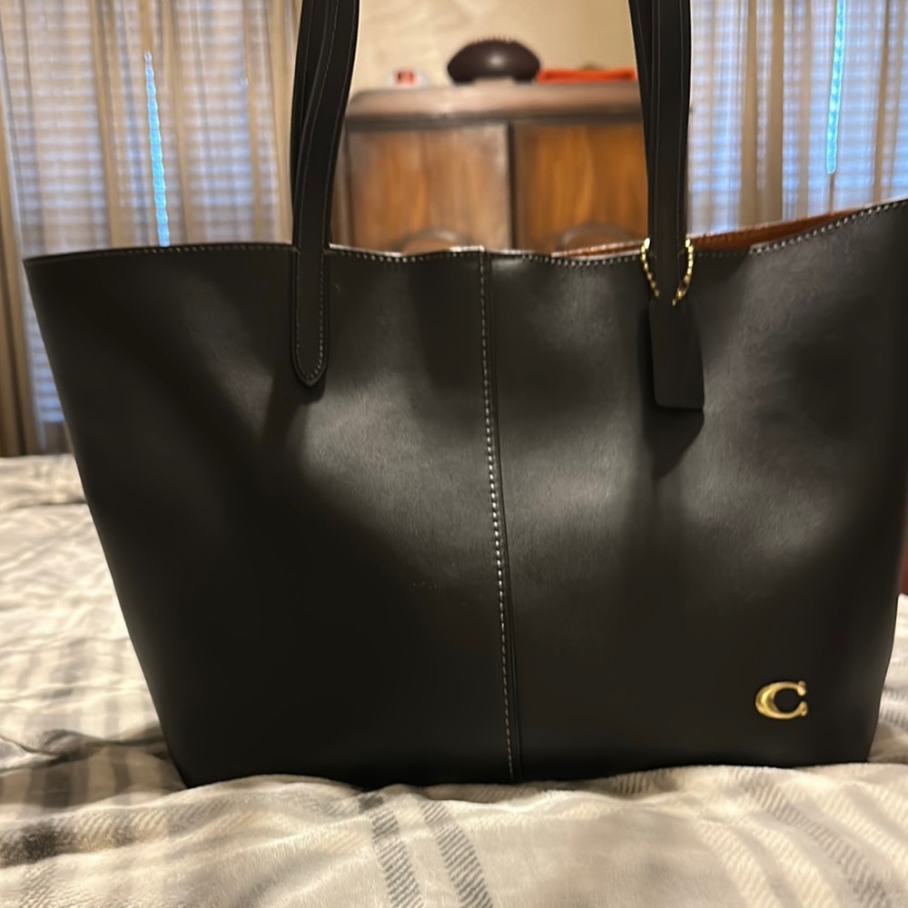 Coach Black Leather Structured Tote